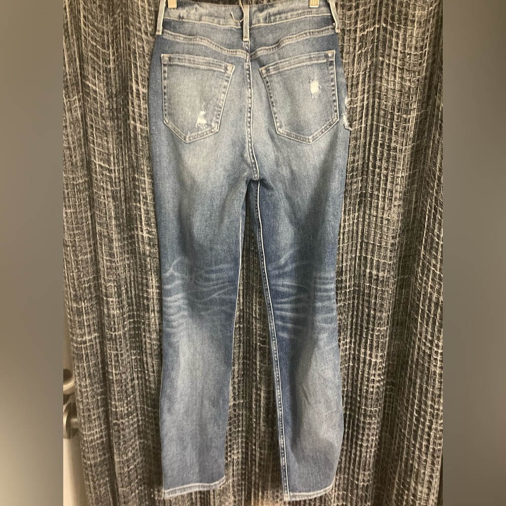 Women's Blue Distressed Mom Jeans - Picture 9 of 16